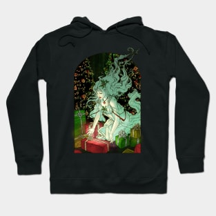 The Gift Giver Lady Goddess with Presents and Christmas Tree Art Nouveau Spirits of Winter Series Hoodie